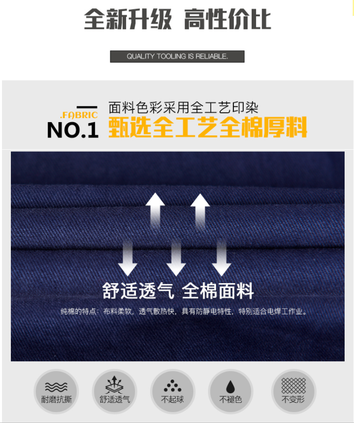 纯棉工作服套装春秋加厚耐磨焊工防烫可定制(图2)